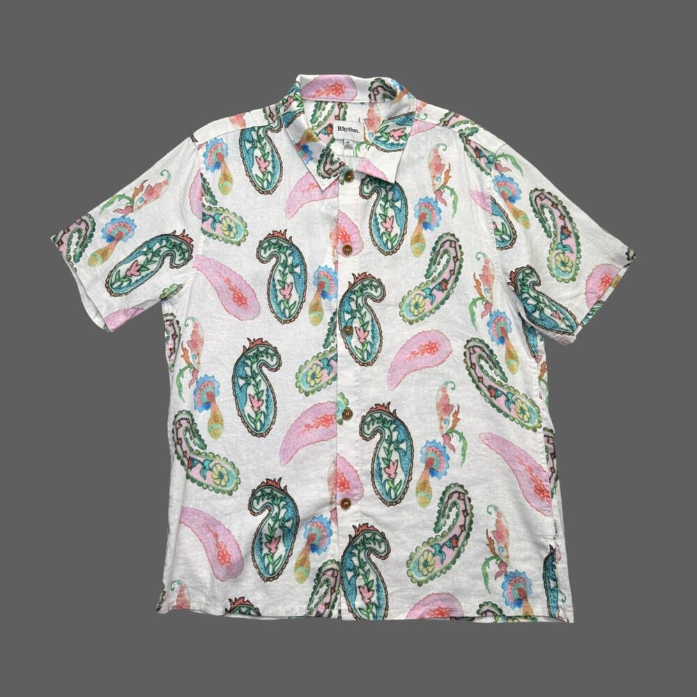 Rhythm Brooklyn Paisley SS Shirt Medium NWT
